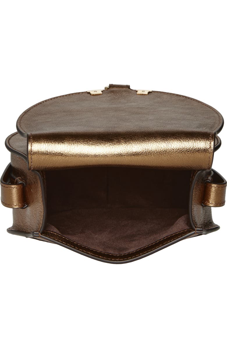 Chloé Small Marcie Metallic Leather Crossbody Bag, Alternate, color, Golden Brown