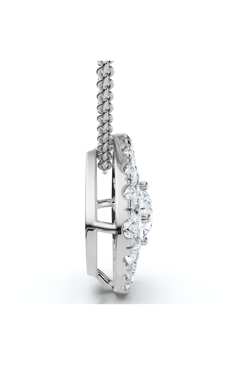 2Ct Diamond (1ct center) Cushion Pendant Necklace Lab Grown 3/4", Alternate, color, Silver