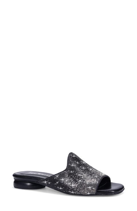 Bonetta Crystal Leather Slide Sandal