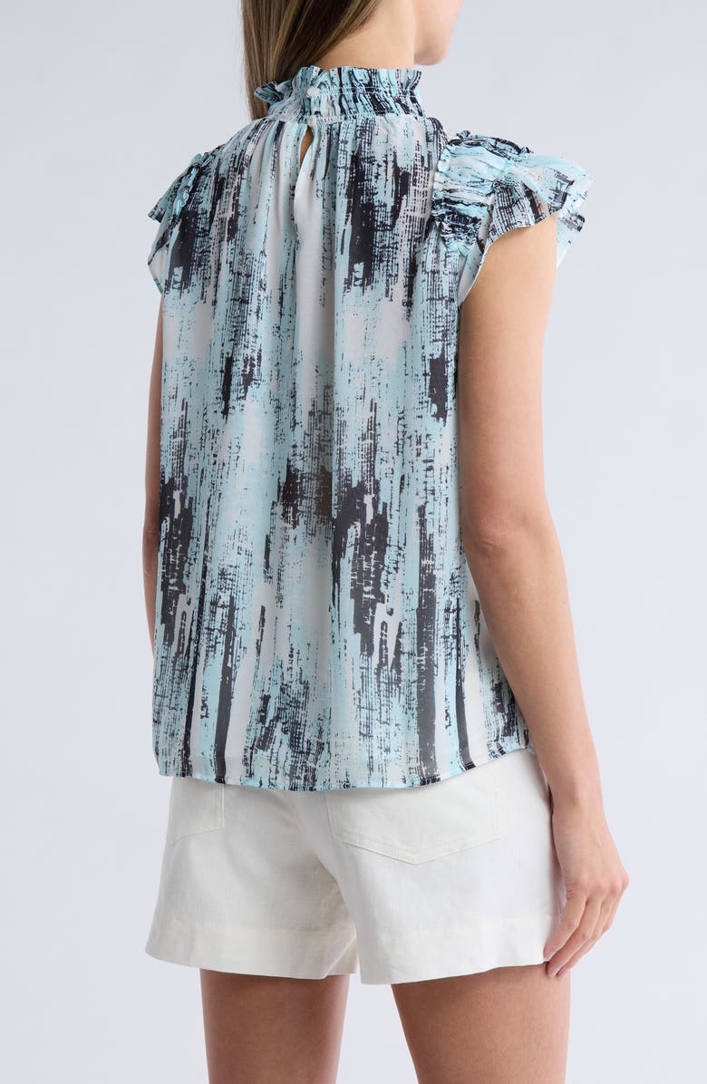 Calvin Klein Printed Mock Neck Chiffon Top, Alternate, color, Postiano Multi
