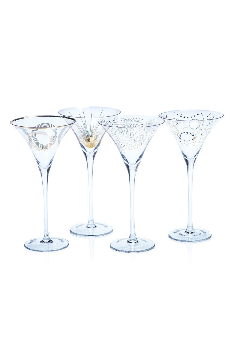 Zodax Festivity Set of 4 Martini Glasses, Main, color, Gold