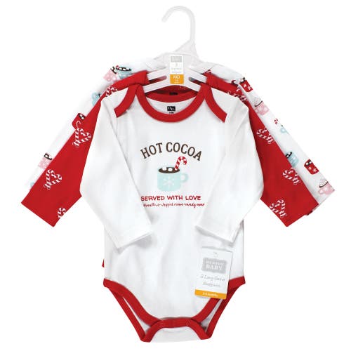 Hudson Baby Infant Breathable Cotton Long-sleeve Bodysuit Bundle 3 Count In Multi