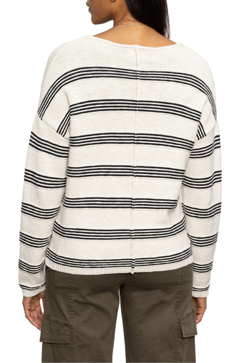 Sanctuary Stripe Cotton V-Neck Sweater, Alternate, color, Light Oat