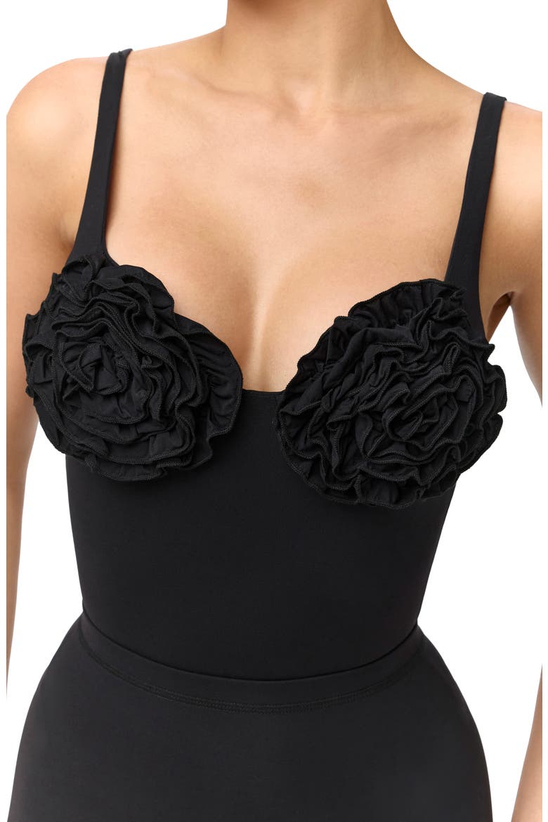 Rosette Bust Bodysuit, Alternate, color, BLACK