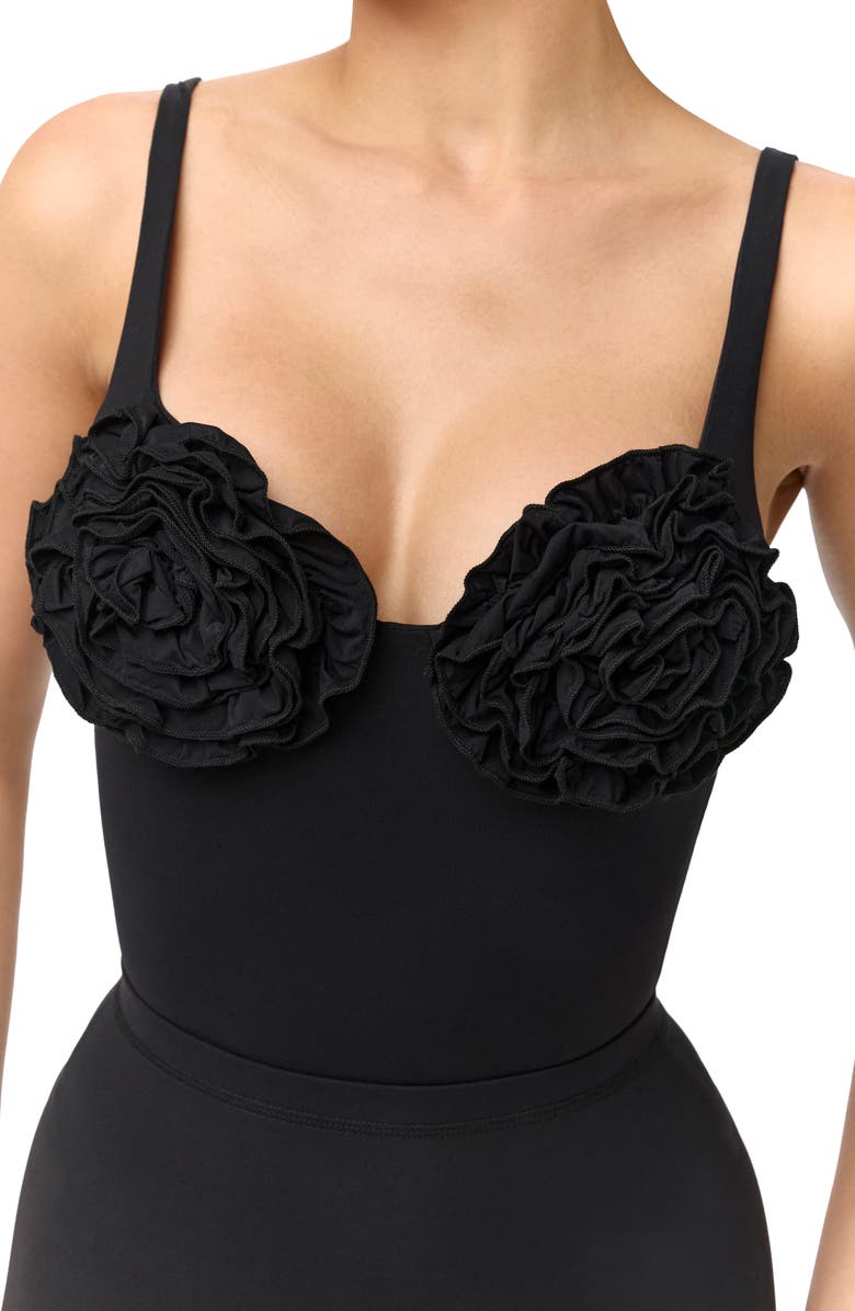 Naked Wardrobe Rosette Bust Bodysuit, Alternate, color, Black