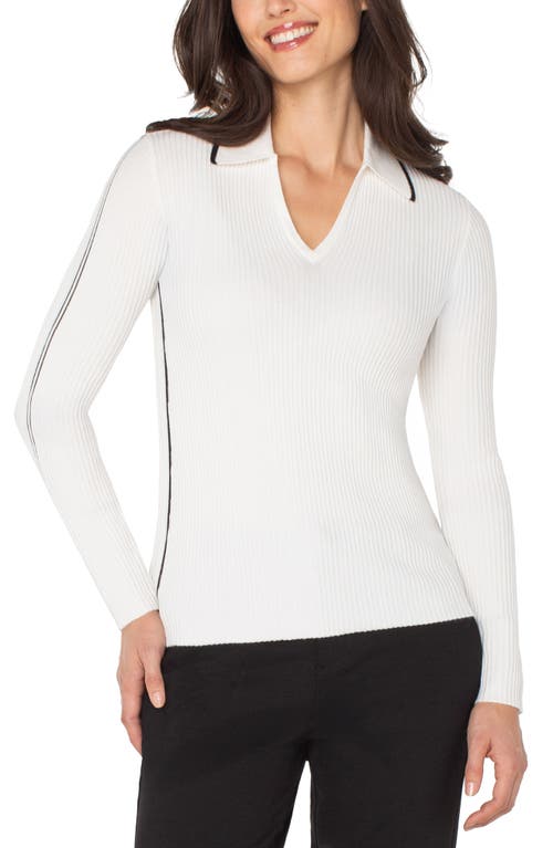 Liverpool Los Angeles Ottoman Rib V-neck Sweater In White