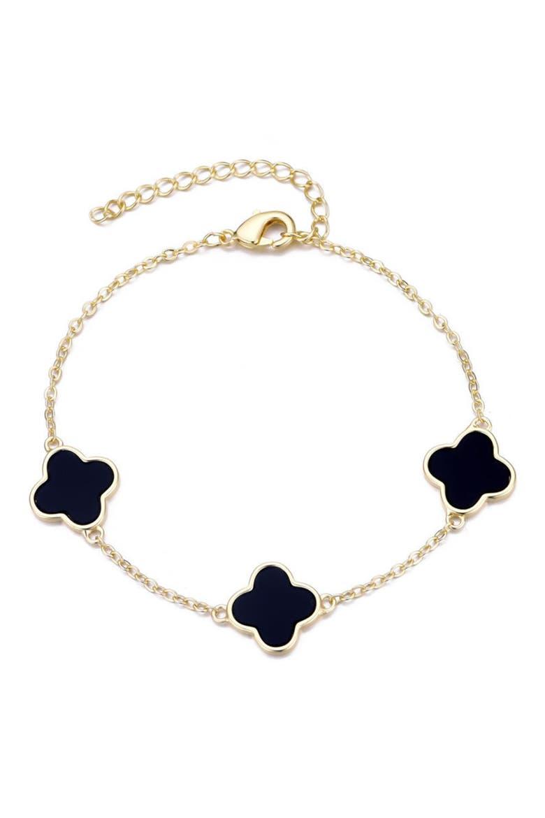 Enamel Clover Station Bracelet, Main, color, GOLD-BLACK