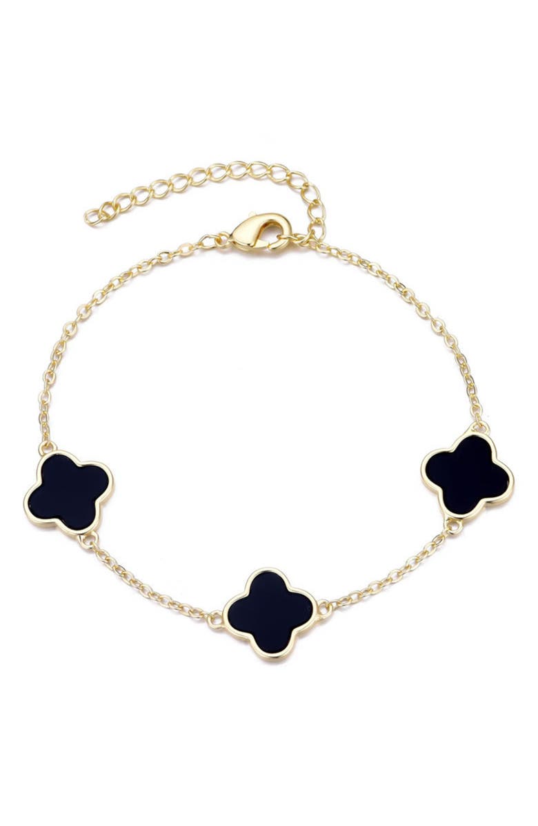 Adornia Enamel Clover Station Bracelet, Main, color, Gold-Black