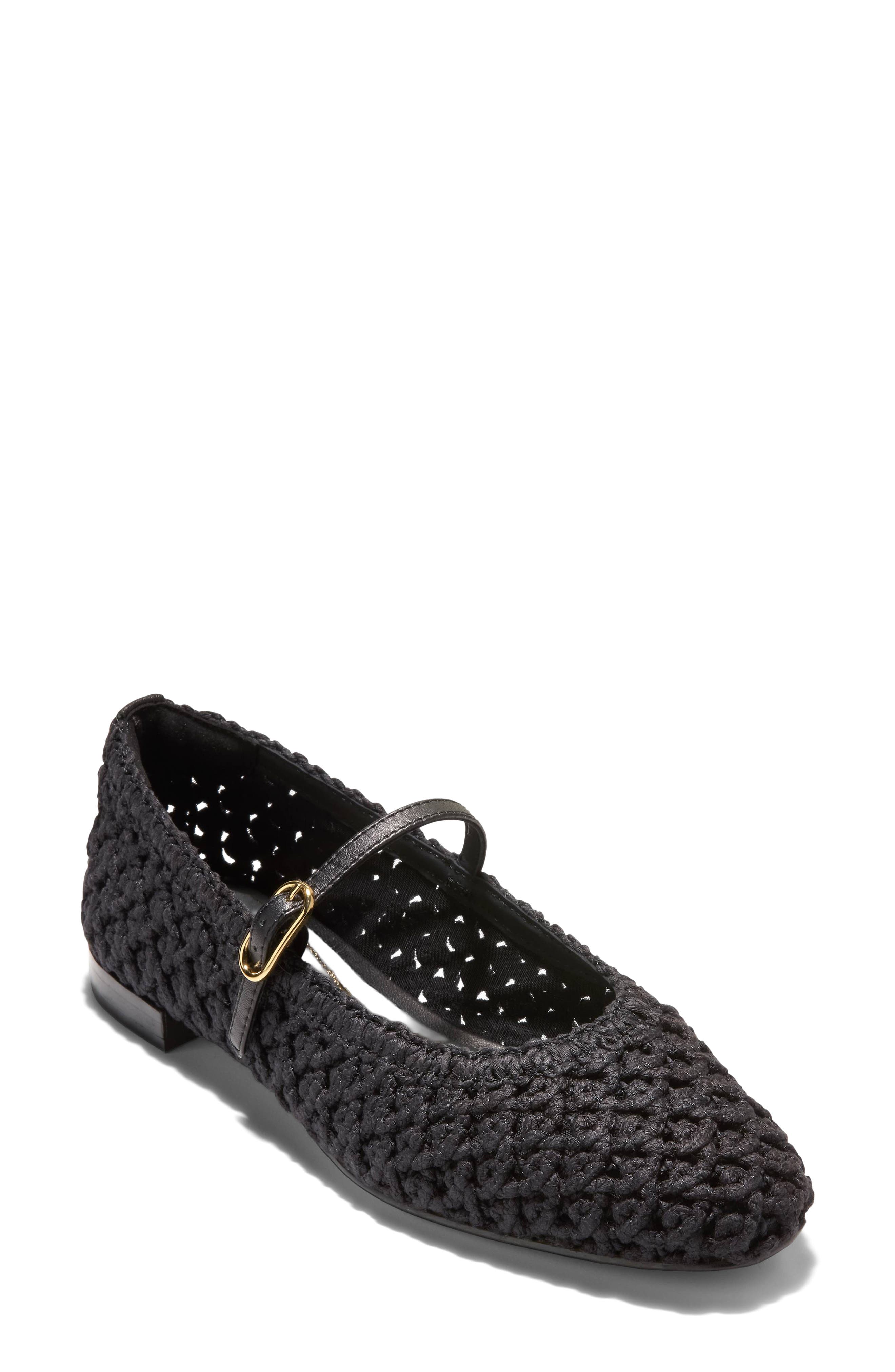 Cole Haan Harlan Woven Ballet Flats, Main, color, Black Woven Fabric / Leather