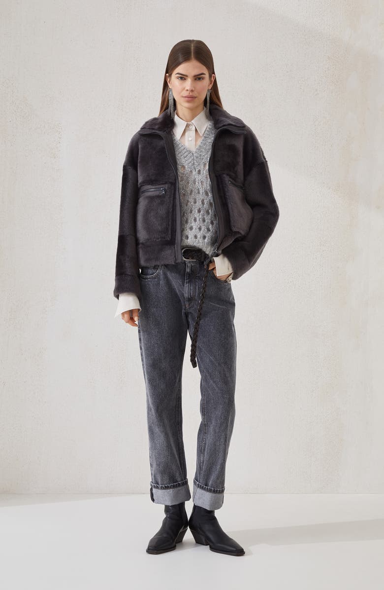 Brunello Cucinelli Dazzling Net vest, Alternate, color, Light Grey