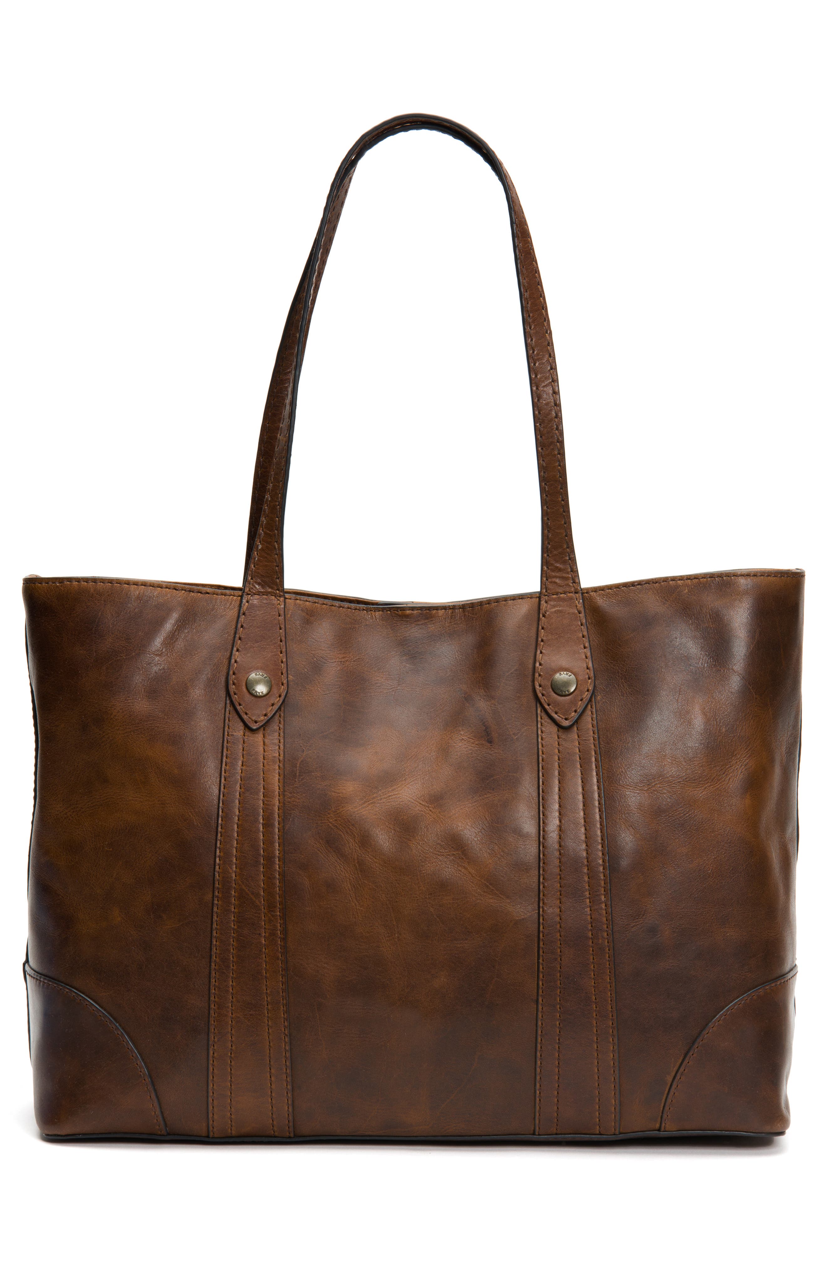 Frye Melissa Leather Shopper, Alternate, color, Dark Brown