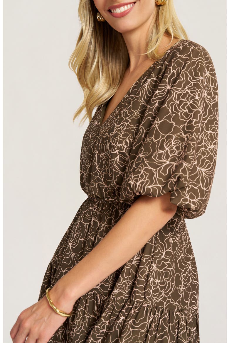 Kensington Bubble Sleeve Tiered Dress, Alternate, color, MOSS/ BLUSH