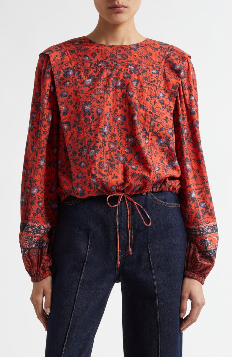 Ulla Johnson Prisha Drawstring Hem Cotton Blend Top, Alternate, color, 