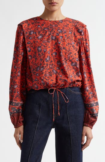 Ulla Johnson Prisha Drawstring Hem Cotton Blend Top | Nordstrom