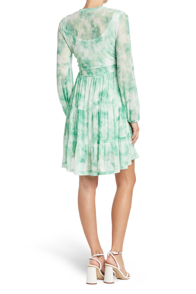 Catherine Long Sleeve Mesh Babydoll Dress, Alternate, color, SAGE TIE DYE