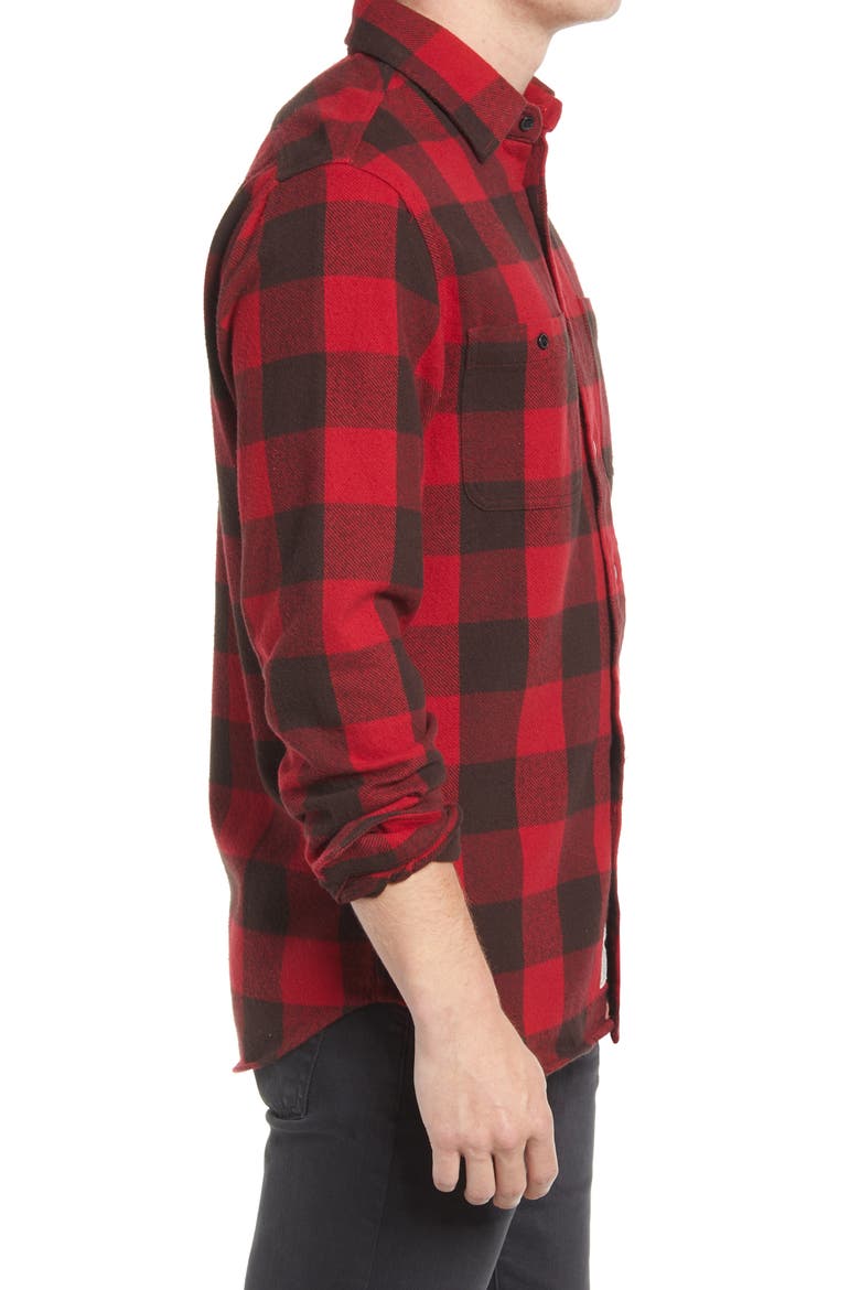 Buffalo Check Flannel Long Sleeve Button-Up Shirt, Alternate, color, RED