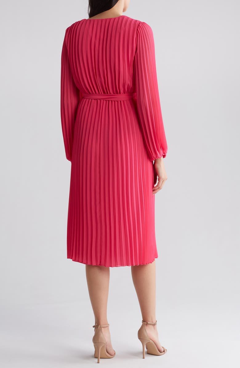 Sam Edelman Long Sleeve Plissé Dress, Alternate, color, Pretty Pink