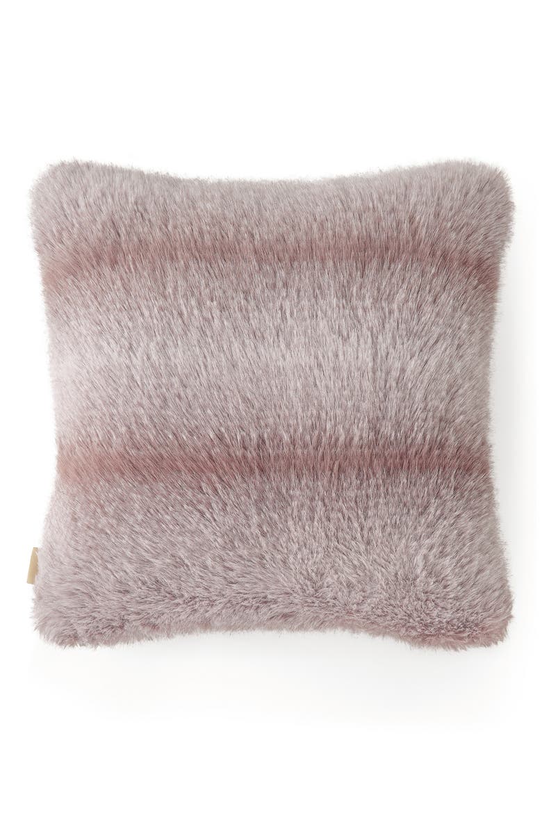 Clyde Faux Fur Accent Pillow, Alternate, color, DUSK/ SNOW