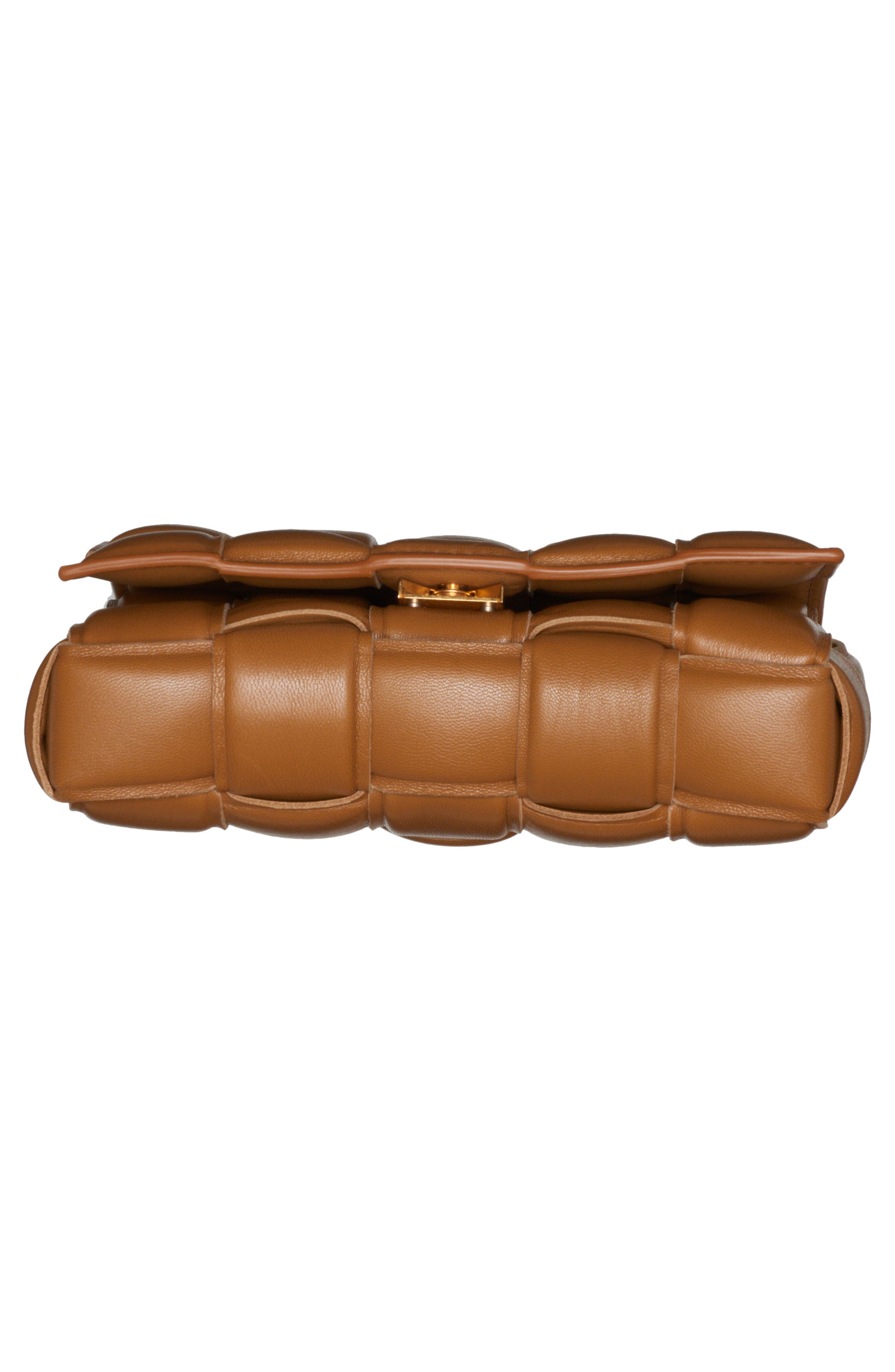 Small Padded Cassette Intrecciato Leather Crossbody Bag, Alternate, color, CAMEL 20-GOLD