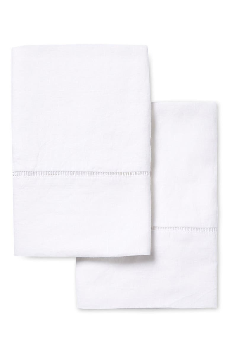 MELANGE HOME Linen Ladder Trim Pillowcase - Set of 2, Main, color, White