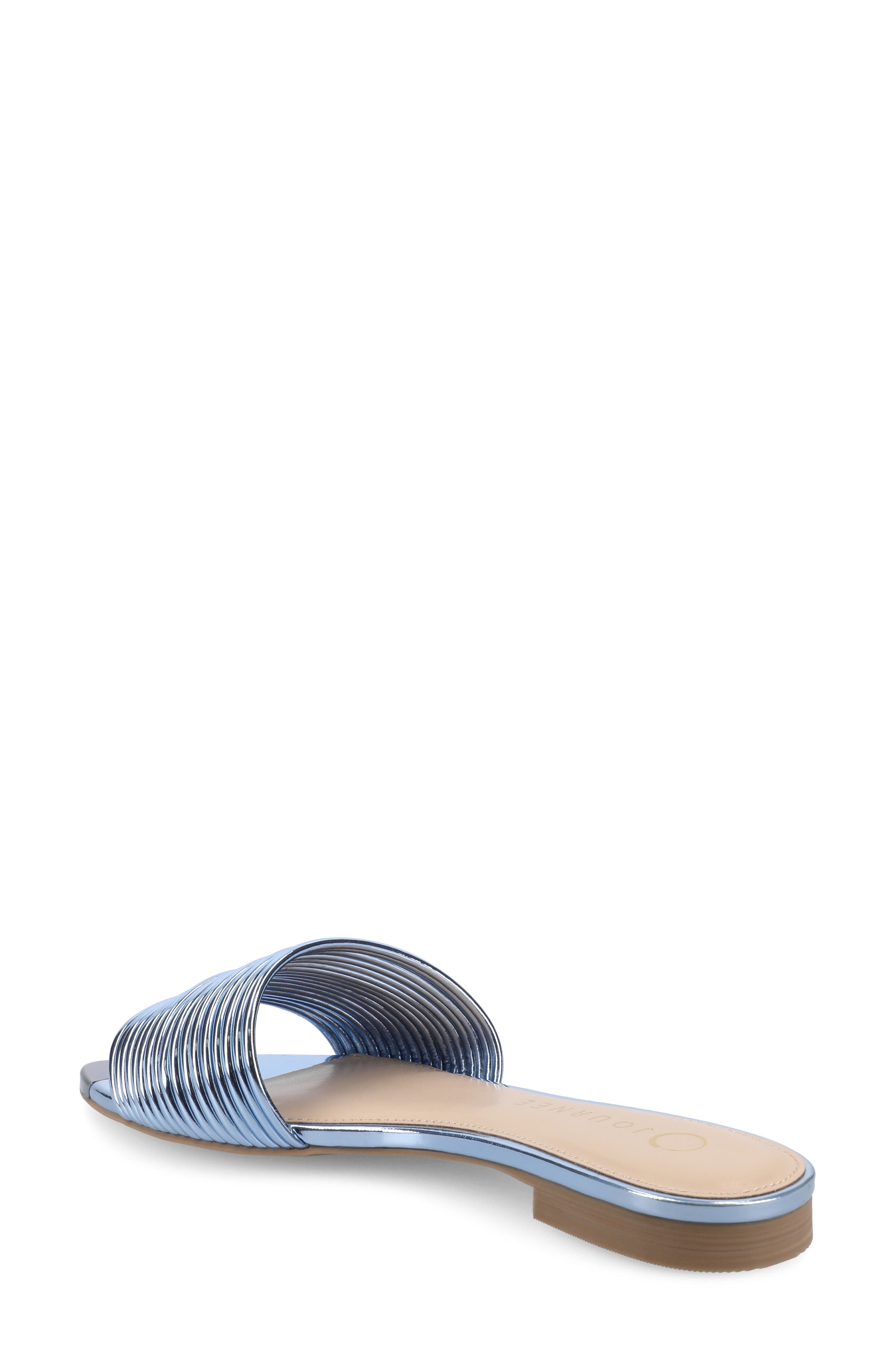 Feather Faux Leather Slide Sandal, Alternate, color, BLUE