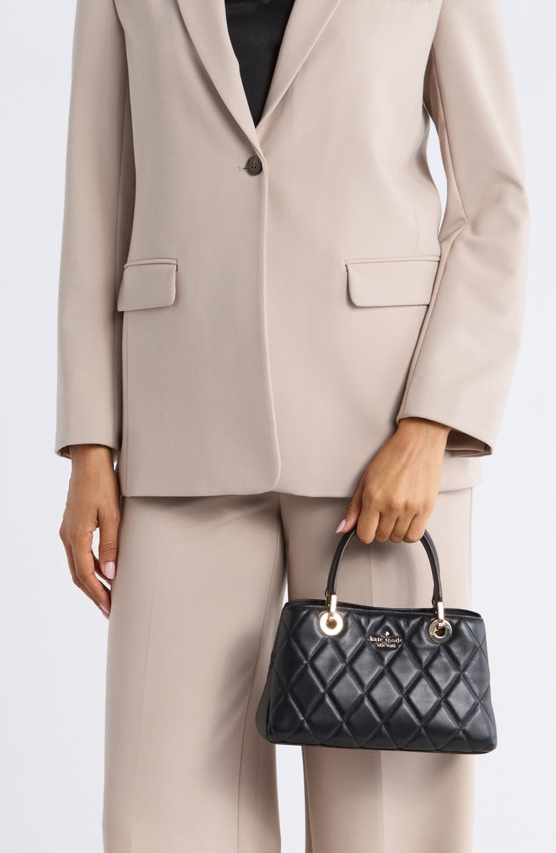 Kate Spade New York carey small quilted sullivan satchel bag, Alternate, color, Black