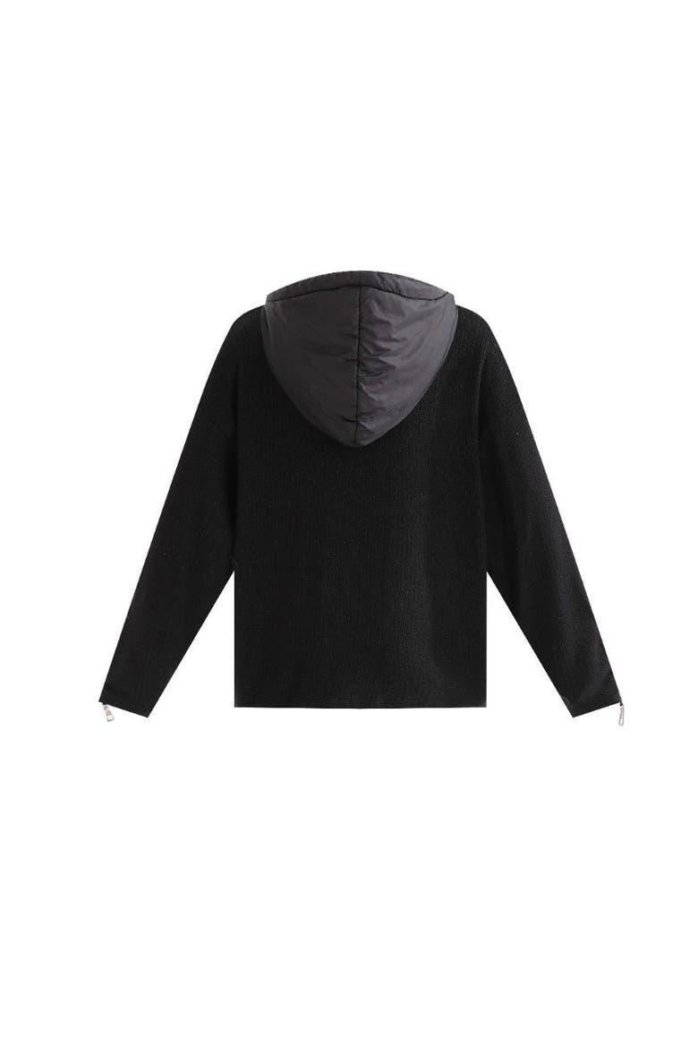 Ribbed Half-Zip Sweater, Alternate, color, Black