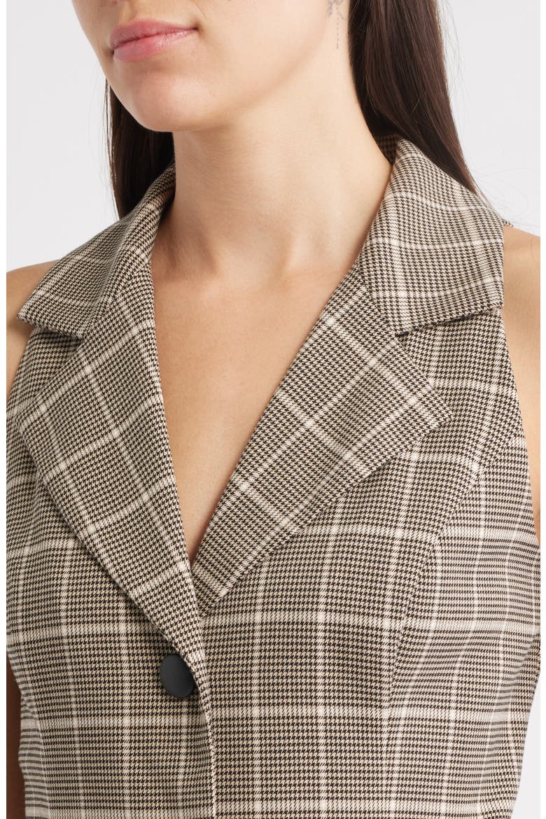 Windowpane Plaid Coat Dress, Alternate, color, BLACK TAN