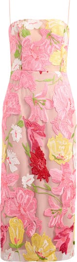 Gemma Floral Appliqué Sequin Midi Dress