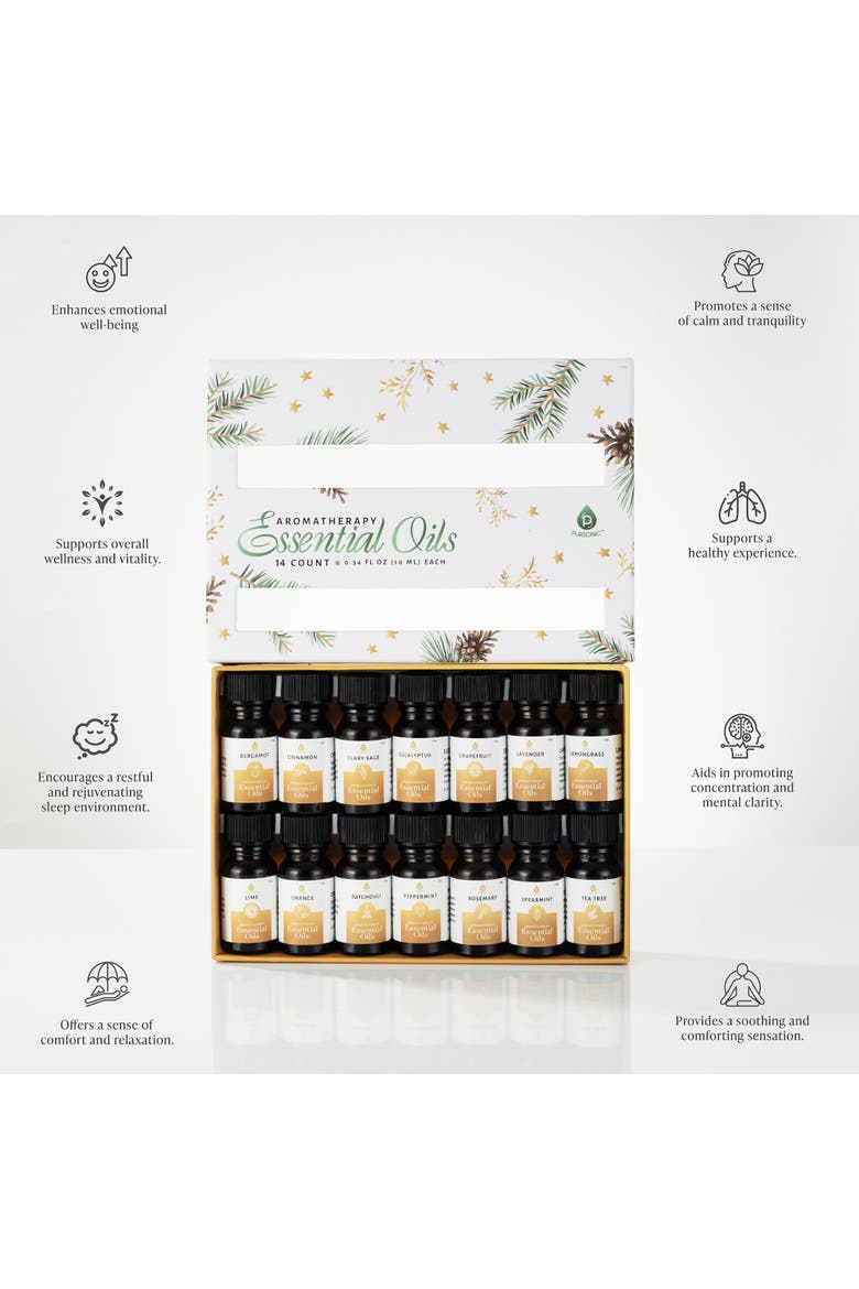 Essential Oils Christmas Gift Set 14 Piece Aromatherapy Collection, Alternate, color, Multicolor