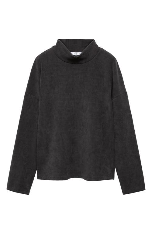 Shop Mango Mock Neck Corduroy Sweatshirt In Dark Heather Grey