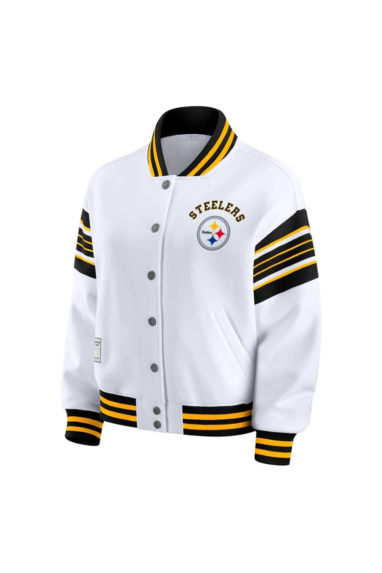 Women's WEAR by Erin Andrews White Pittsburgh Steelers Plus Size Full-Snap Fleece Sweatshirt Jacket, Alternate, color, White