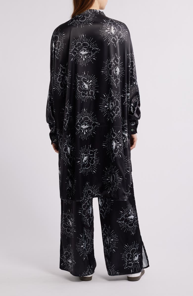 Dressed in Lala Lala Oversize Satin Button-Up Shirt & Wide Leg Pants Set, Alternate, color, 