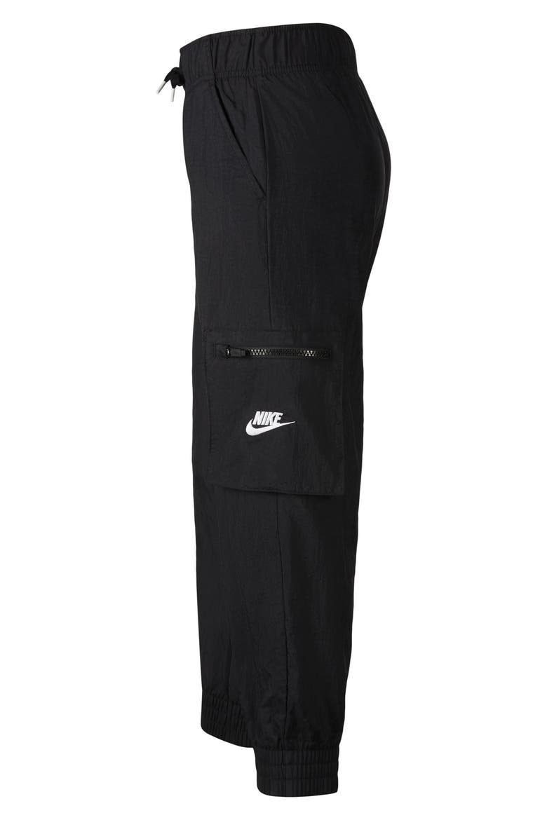 Kids' Sportswear Woven Cargo Pants, Alternate, color, BLACK/ WHITE