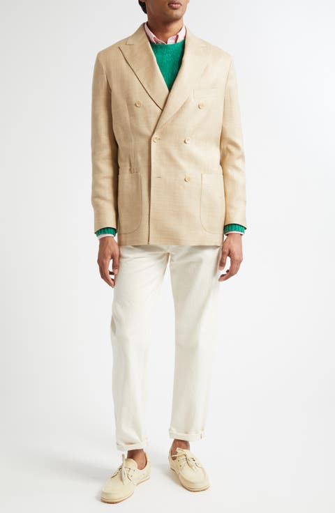 Sartorial Double Breasted Tussah Silk Sport Coat