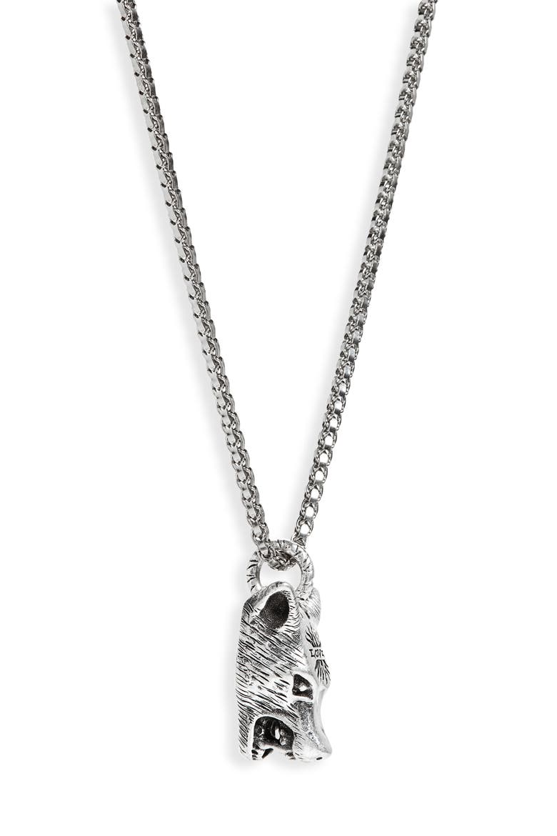 Wolf Head Sterling Silver Necklace, Alternate, color, SILVER