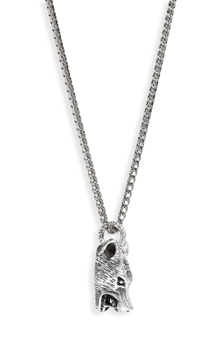 Gucci Wolf Head Sterling Silver Necklace, Alternate, color,