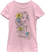 Disney Girl's Disney Tangled Flower Sketch  Graphic T-Shirt