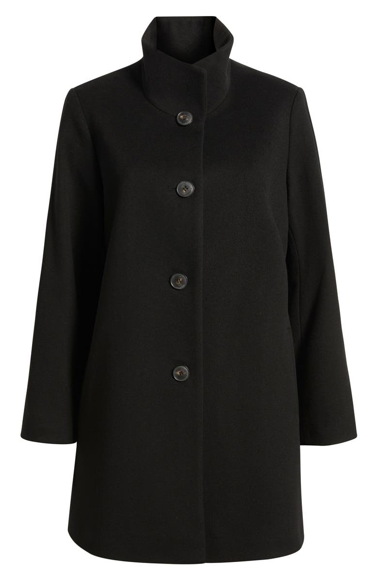 Fleurette Grace Stand Collar Wool Coat, Alternate, color, Black