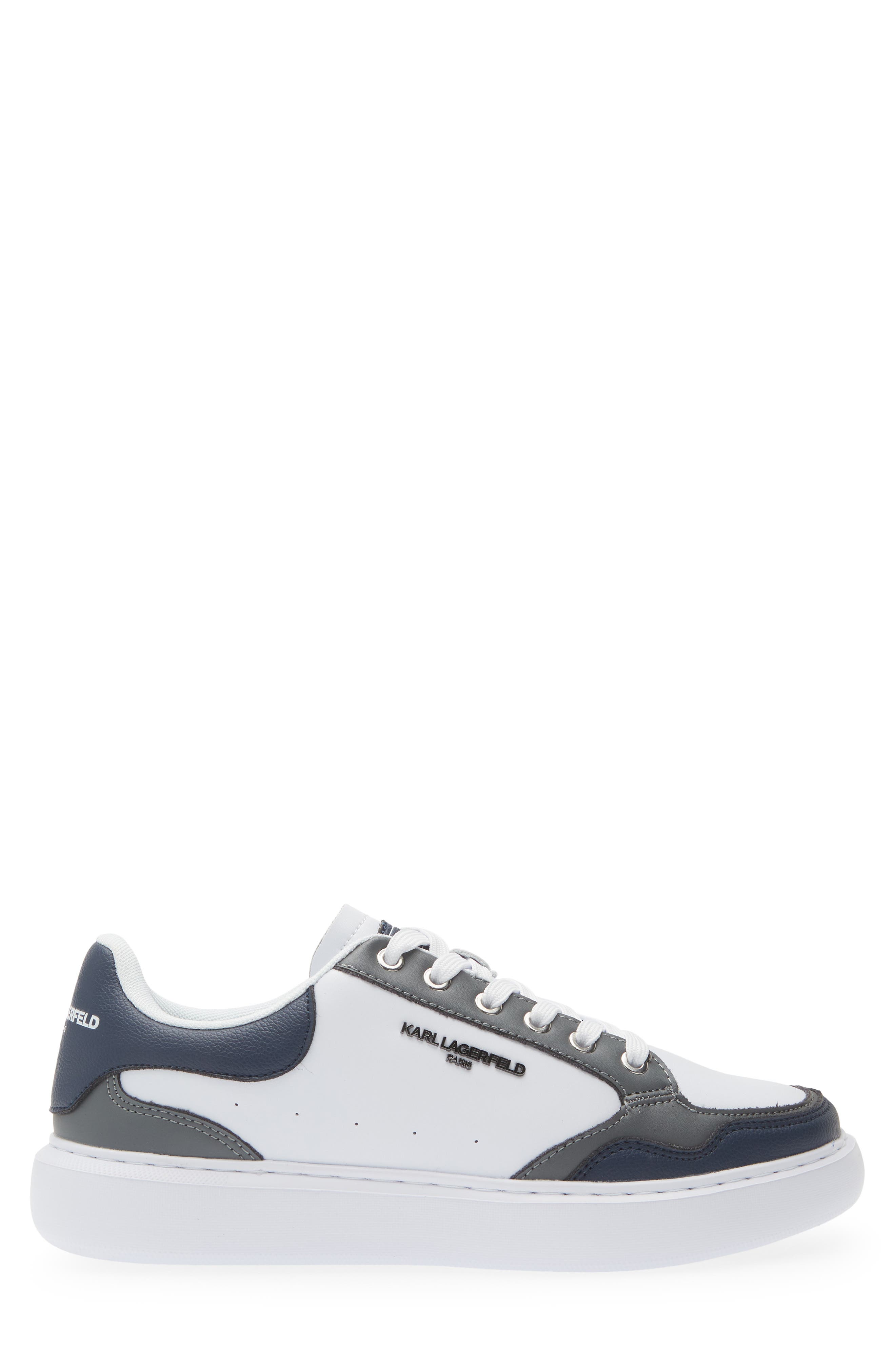 Leather Low Top Sneaker, Alternate, color, WHITE/ NAVY