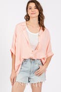 PinkBlush Striped Button Up Dolman Top