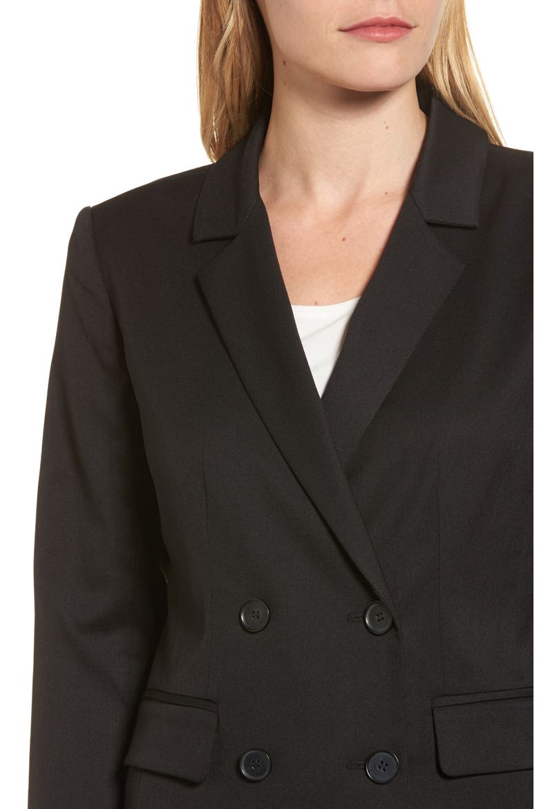 Double Breasted Stretch Blazer, Alternate, color, BLACK