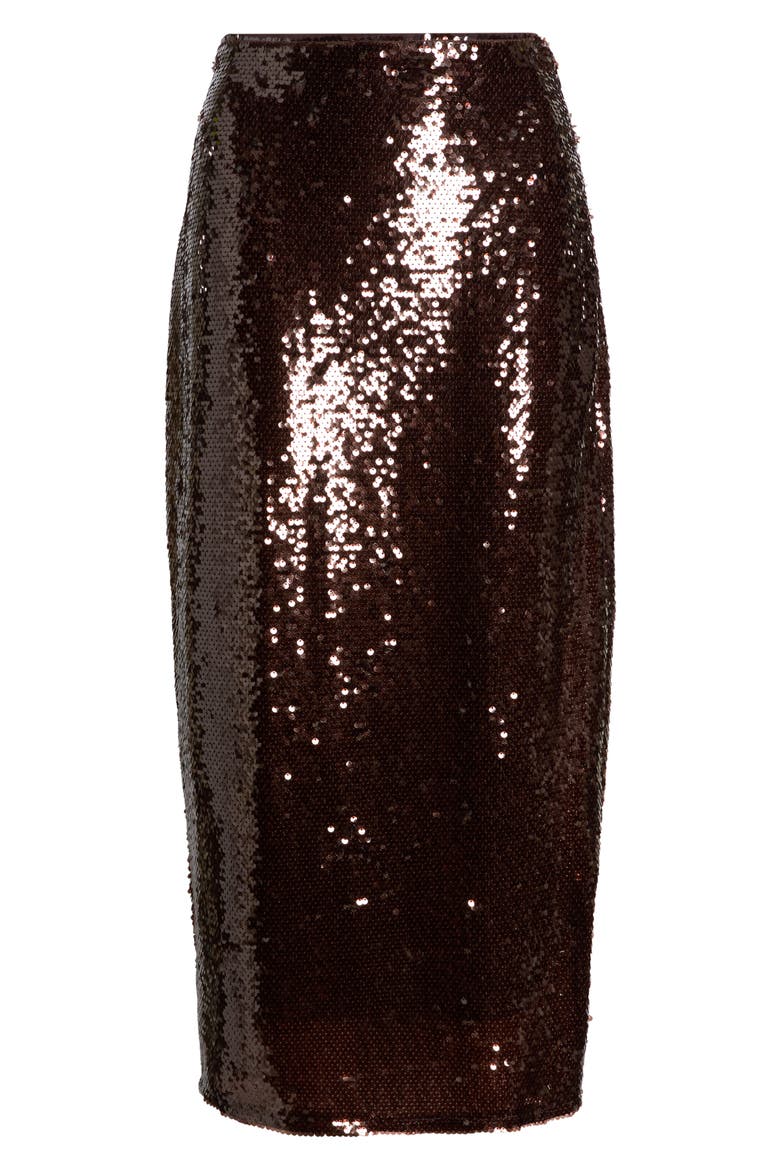 Sequin Midi Skirt, Main, color, BROWN SEAL