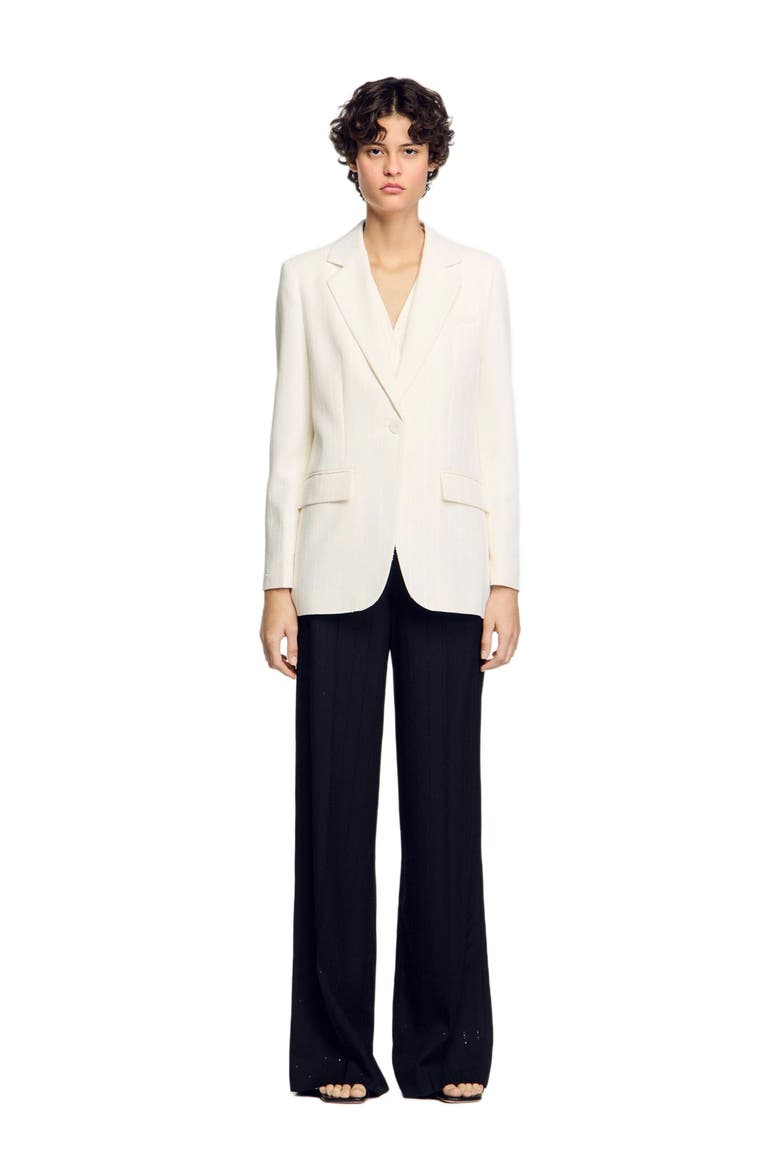 Sequinned suit jacket, Main, color, Ecru