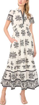 CeCe Print Tiered Maxi Dress