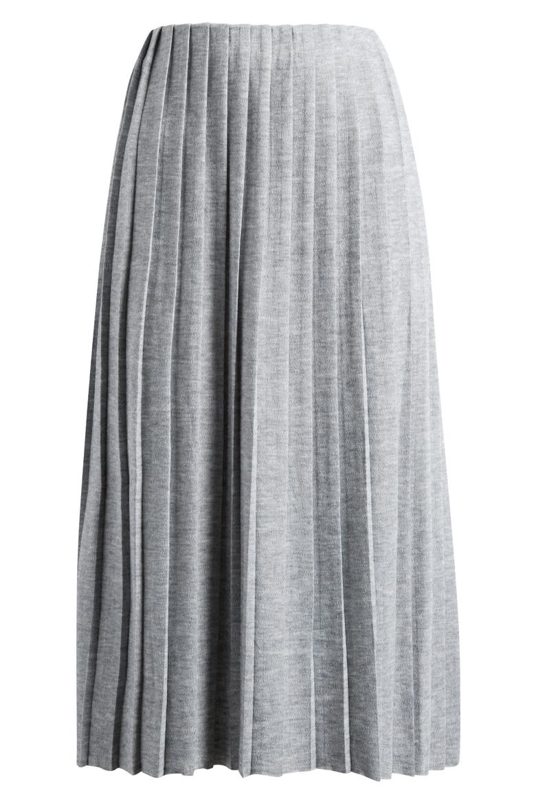 Pleated Midi Skirt, Alternate, color, SILVER HEATHER