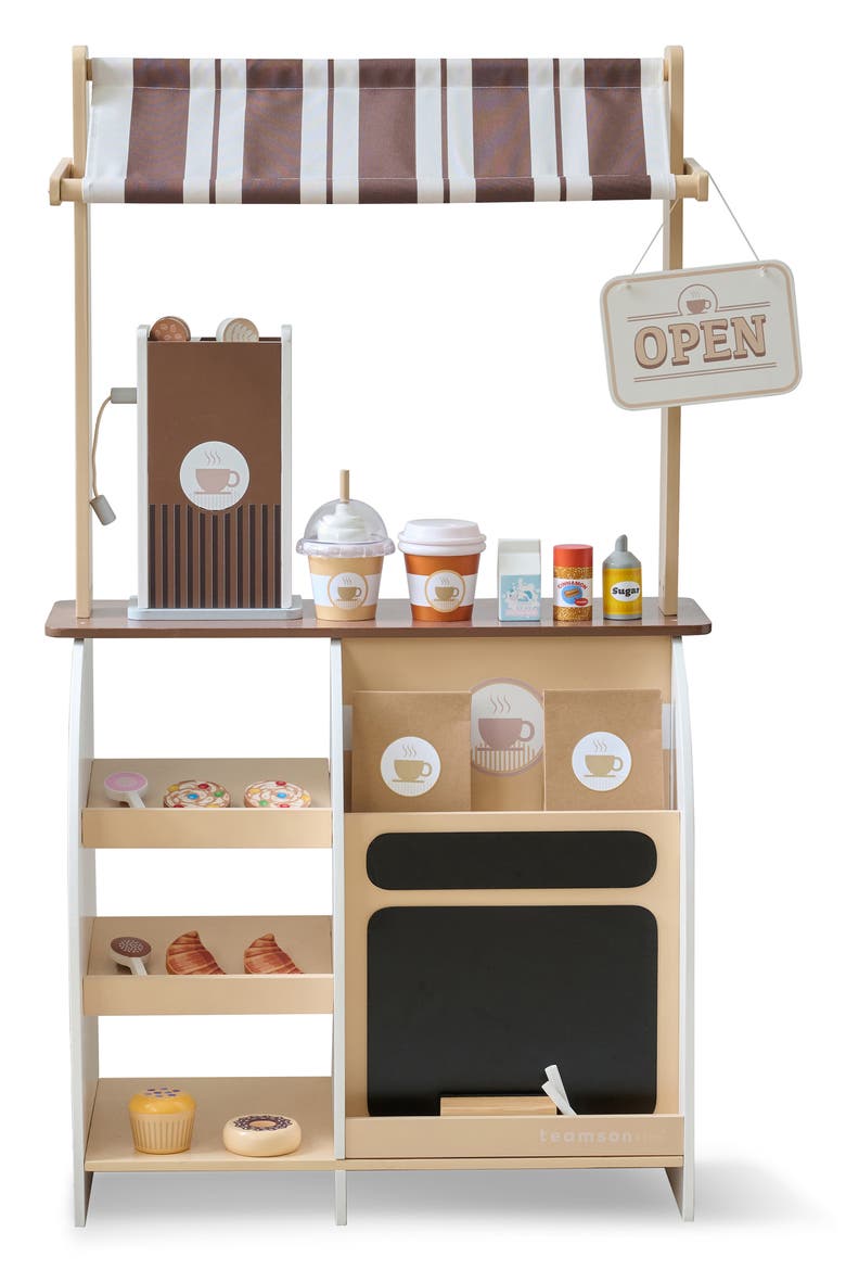 Espresso Treats Wooden Coffee Stand Playset, Main, color, BROWN