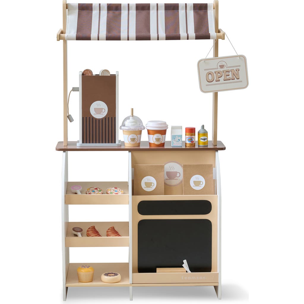 Teamson Kids Espresso Treats Wooden Coffee Stand Playset in Brown  product