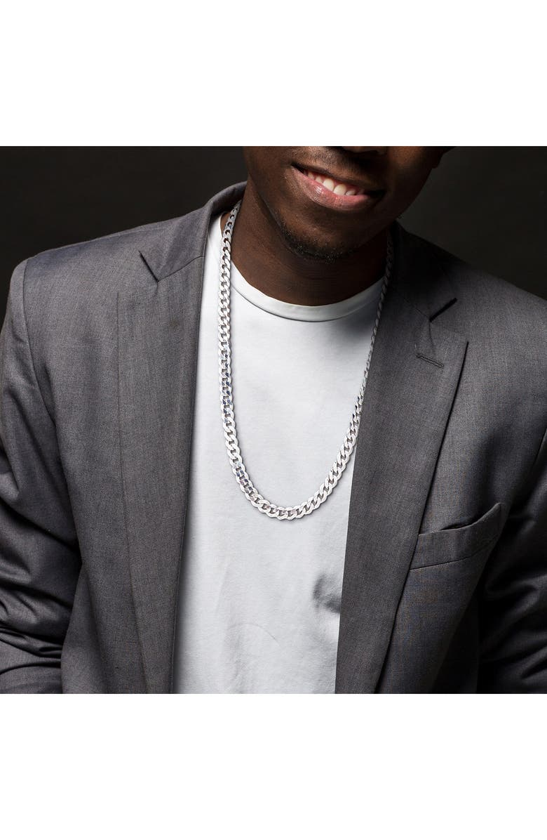 DELMAR Sterling Silver Bevel Curb Chain Necklace, Alternate, color, Silver