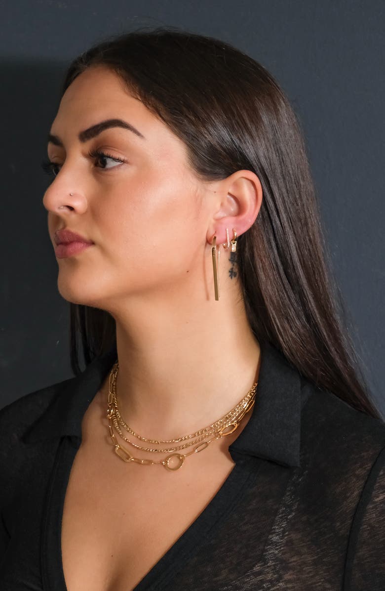 Sterling Forever Bar Threader Earrings, Alternate, color, Gold